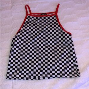 Checkered cropped tank top